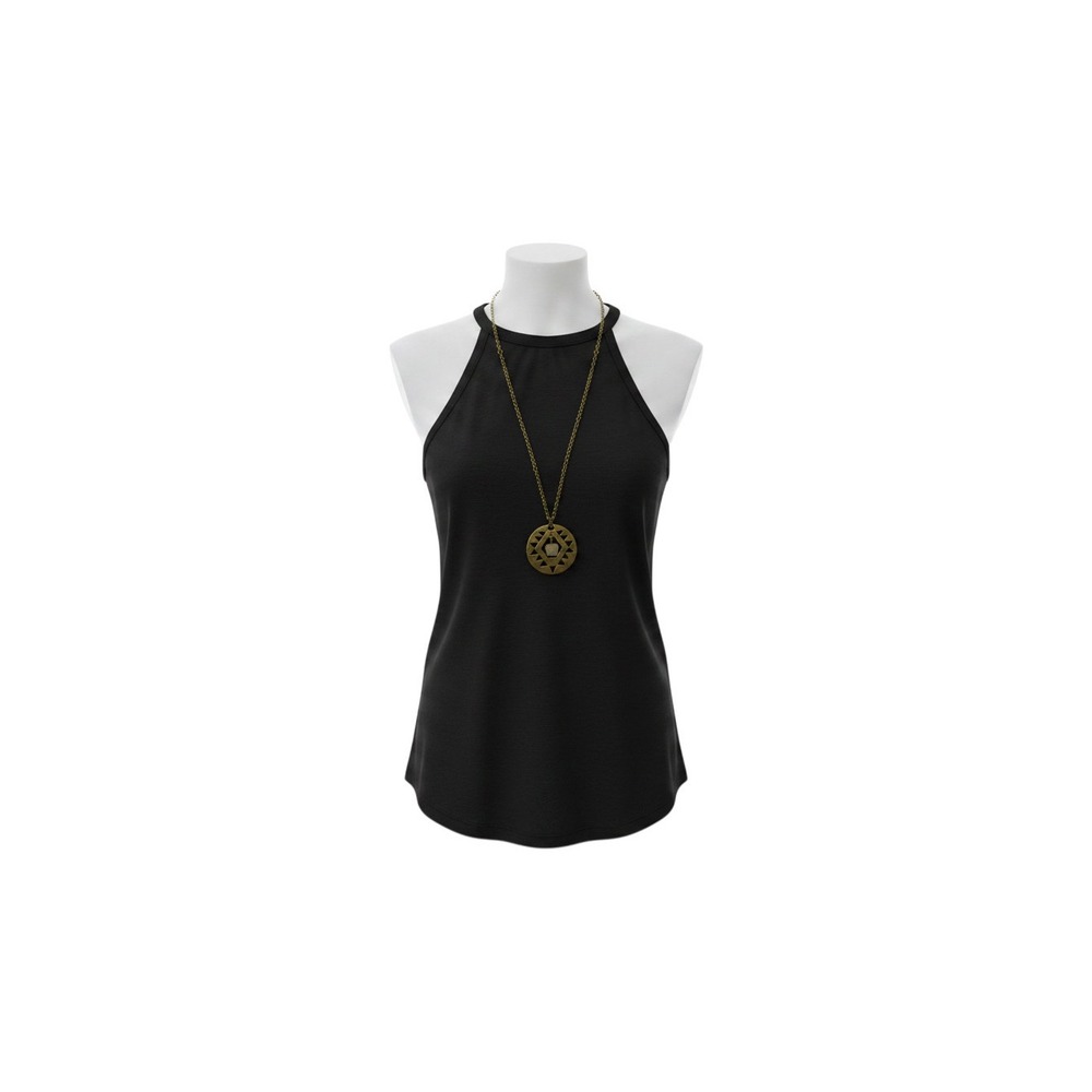 rue21 Halter Tank Top Womens S Black Built-in Necklace Boho Sleeveless